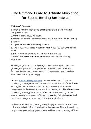 The Ultimate Guide to Affiliate Marketing for Sports .